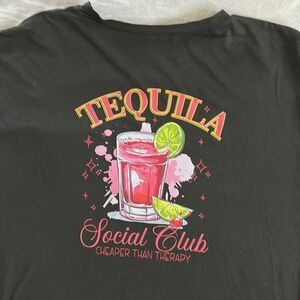 Black T-Shirt with Cocktail Graphic Tequila Club Size XL